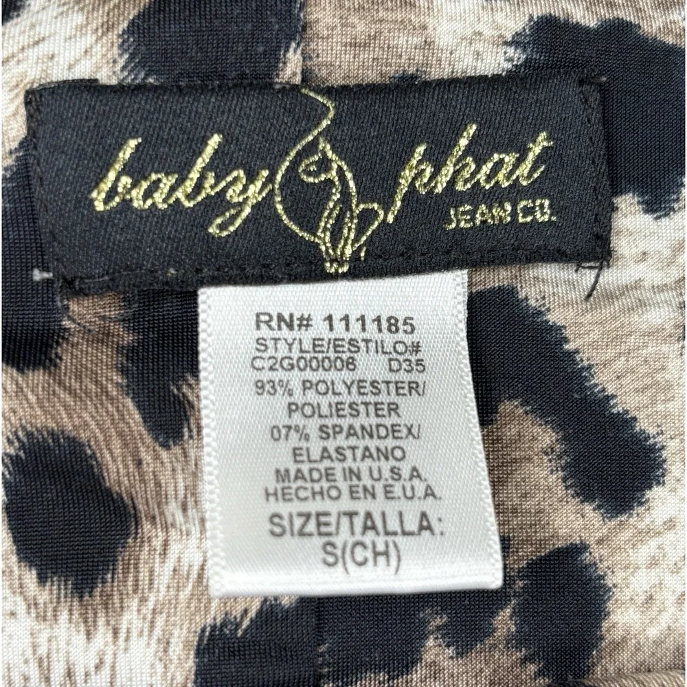 Baby Phat Y2K Leopard Print Ruched Bodycon Mini Dress Women's Small USA